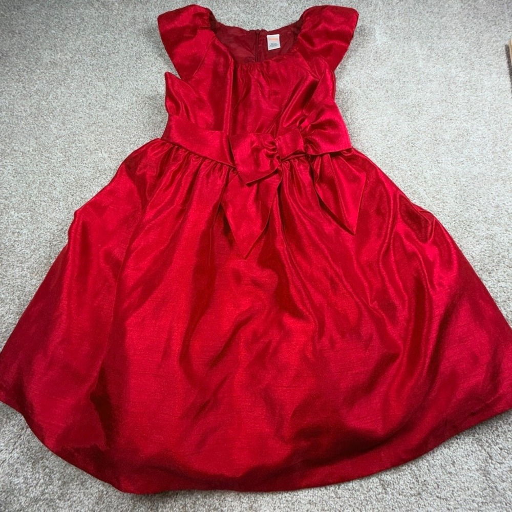 Gymboree Girls Red Taffeta Party Dress Size 12 Holiday Christmas Bow Accent